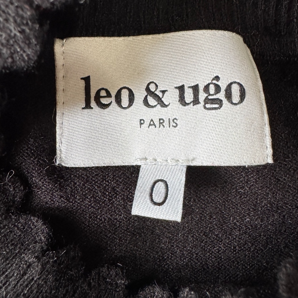 Leo & Ugo Paris Mock Neck Textured Lightweight Sweater Top Sheer Arms Black 4 - Picture 7 of 16